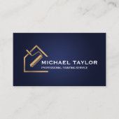 ネイビー金ゴールドラグジュアリープロフェッショナル絵を描ズサービス 名刺 (正面)