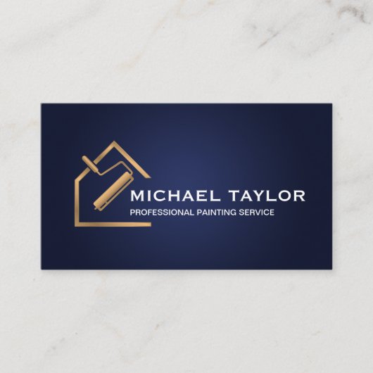 ネイビー金ゴールドラグジュアリープロフェッショナル絵を描ズサービス 名刺 (正面)