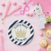 ネイビー金ゴールドリトルプリンスベイビーシャワー ペーパープレート (パーティー)