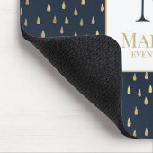 ネイビー金ゴールドレインドロップモダントレンディーモノグラム マウスパッド (コーナー)