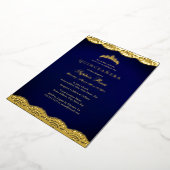 ネイビー金ゴールドレースティアラキンセアニェラフォイル 箔招待状 (回転した状態)
