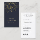 ネイビー金ゴールドローシンプルタス霊気スピリチュアル治療機 名刺 (正面/裏面)