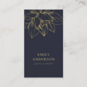 ネイビー金ゴールドローシンプルタス霊気スピリチュアル治療機 名刺 (正面)