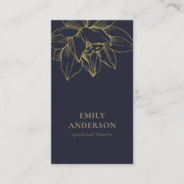 ネイビー金ゴールドローシンプルタス霊気スピリチュアル治療機 名刺
