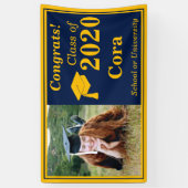 ネイビー金ゴールドワンフォトクラス2024年卒業 横断幕 (縦)