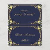 ネイビー金ゴールドヴィンテージ印刷名結婚の座席表 (正面)