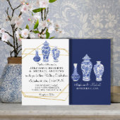 ネイビー金ゴールド中国のヴィンテージ結婚ヴィンテージ 招待状