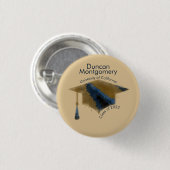 ネイビー金ゴールド卒業キャップモルタルボード 缶バッジ (正面&裏面)