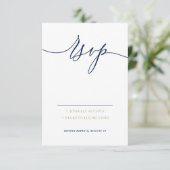 ネイビー金ゴールド基本優しい返信 出欠カード (スタンド正面)