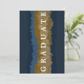 ネイビー金ゴールド大理石卒業発表カード 招待状 (スタンド正面)
