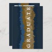 ネイビー金ゴールド大理石卒業発表カード 招待状 (正面/裏面)