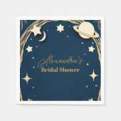 ネイビー金ゴールド天クレセントムーンブライダルシャワー スタンダードカクテルナプキン (正面)