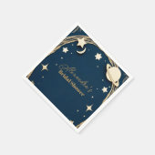 ネイビー金ゴールド天クレセントムーンブライダルシャワー スタンダードカクテルナプキン (角)