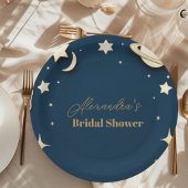 ネイビー金ゴールド天クレセントムーンブライダルシャワー ペーパープレート