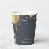 ネイビー金ゴールド天クレセントムーンブライダルシャワー 紙コップ (正面)