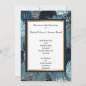 ネイビー金ゴールド層フローラ結婚式招待状 招待状 (正面)