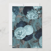 ネイビー金ゴールド層フローラ結婚式招待状 招待状 (裏面)