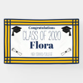 ネイビー金ゴールド幾何学卒業パーティー 横断幕 (横)