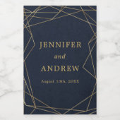 ネイビー金ゴールド幾何学的エレガントなウェディングビーラベル フードラベル (シングルラベル)