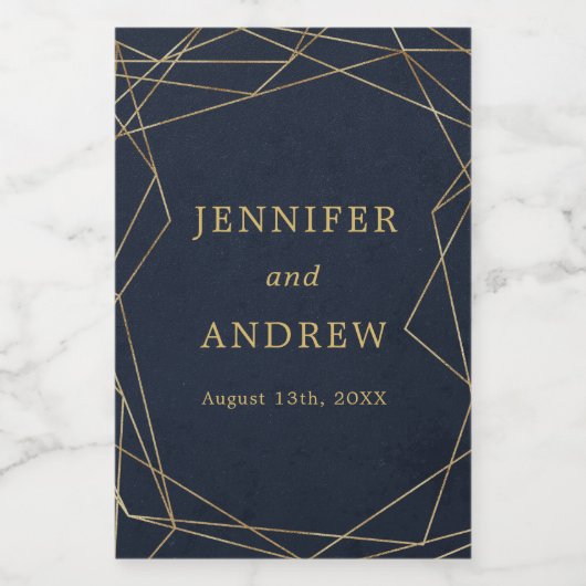 ネイビー金ゴールド幾何学的エレガントなウェディングビーラベル フードラベル (シングルラベル)