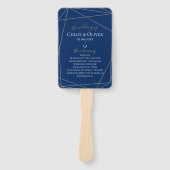 ネイビー金ゴールド幾何学結婚式 プログラム ハンドファン (正面)