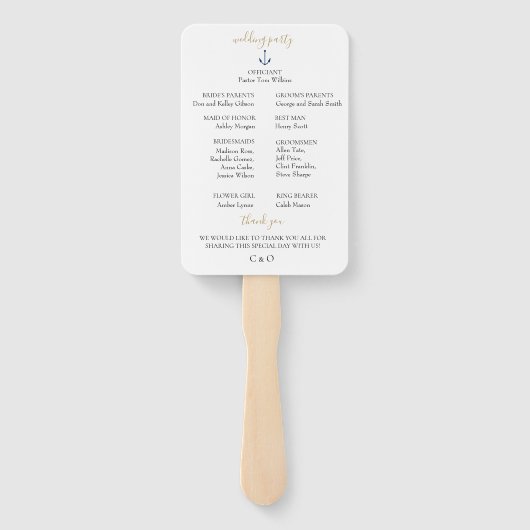 ネイビー金ゴールド幾何学結婚式 プログラム ハンドファン (裏面)