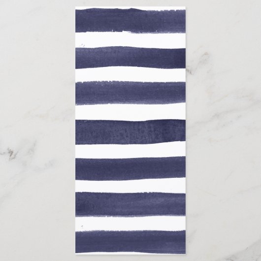 ネイビー金ゴールド水ストライプ色の結婚メニュー メニュー (裏面)