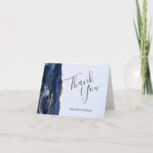 ネイビー金ゴールド淡い色のアゲー結婚トブルー カード (正面)