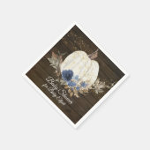 ネイビー金ゴールド素朴フローラウッドパンプキンベイビーシャワー スタンダードカクテルナプキン (角)