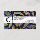 ネイビー金ゴールド蝶グリッター水色パターン ロイヤリティカード (裏面)