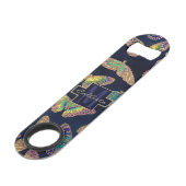 ネイビー金ゴールド蝶グリッター水色モノグラム スピード栓抜き (正面アングル)