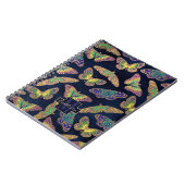 ネイビー金ゴールド蝶グリッター水色モノグラム ノートブック (左側)