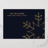 ネイビー金ゴールド雪片季節のごあいさつ 箔シーズンカード (裏面)