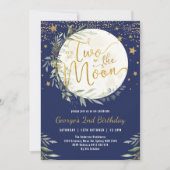 ネイビー金ゴールド2月の男の子2日の誕生日 招待状 (正面)