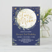 ネイビー金ゴールド2月の男の子2日の誕生日 招待状 (スタンド正面)