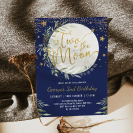 ネイビー金ゴールド2月の男の子2日の誕生日 招待状