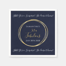 ネイビー金ゴールド50thサプライズ誕生日パーティー