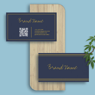 ネイビー金ゴールド | エレガント書お洒落QRコード 名刺
