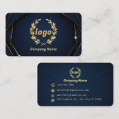 ネイビー金ゴールド モダン 名刺 (正面/裏面)