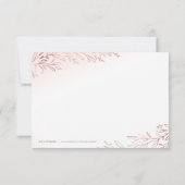 ネイビー金箔バラ金ゴールドの感謝してい植物葉 サンキューカード (裏面)