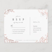 ネイビー金箔バラ金ゴールド植物結婚式RSVP インビテーションポストカード (裏面)