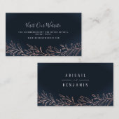 ネイビー金箔結婚植物のWebサイト挿入カード プレイスカード (正面/裏面)