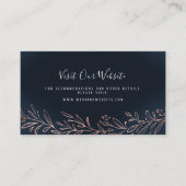 ネイビー金箔結婚植物のWebサイト挿入カード プレイスカード (正面)