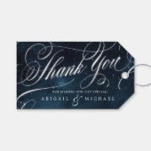 ネイビー銀の書道結婚グラムの感謝していお前 ギフトタグ (正面(横))