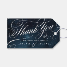 ネイビー銀の書道結婚グラムの感謝していお前 ギフトタグ