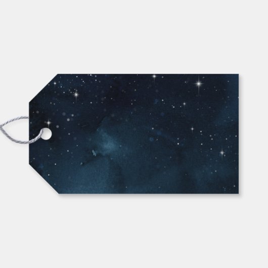 ネイビー銀の書道結婚グラムの感謝していお前 ギフトタグ (裏面横)