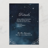 ネイビー銀の華やかなヴィンテージの結婚式詳細 エンクロージャーカード (正面)