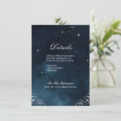 ネイビー銀の華やかなヴィンテージの結婚式詳細 エンクロージャーカード (スタンド正面)