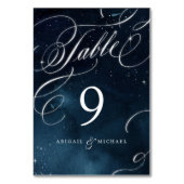 ネイビー銀ヴィンテージ書道結婚釉薬 テーブルナンバー (正面)