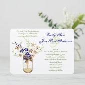 ネイビー銅と緑のメイスンジャール野生の花 招待状 (スタンド正面)